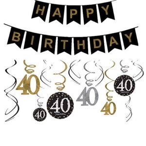 40th Birthday Decorations Gifts for Men Women - 40 Birthday Party Supplies - Happy F*ing Birthday Banner & Haning Swirls