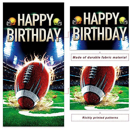 American Football Happy Birthday Banner Backdrop Rugby Players Sports Touchdown Theme Favors Supplies Flag Background Decor for Fan Man Boy 1st Birthday Baby Shower Party Decorations