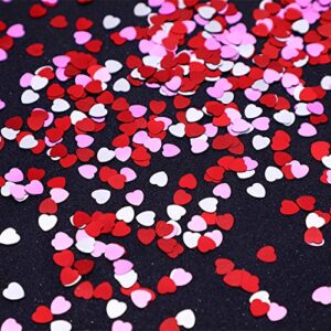 4000 Pieces Heart Confetti Metallic Foil Heart Confetti for Valentine's Day Wedding Party Decor (Red, White, Pink)