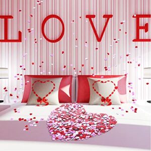 4000 Pieces Heart Confetti Metallic Foil Heart Confetti for Valentine's Day Wedding Party Decor (Red, White, Pink)