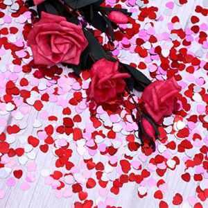 4000 Pieces Heart Confetti Metallic Foil Heart Confetti for Valentine's Day Wedding Party Decor (Red, White, Pink)