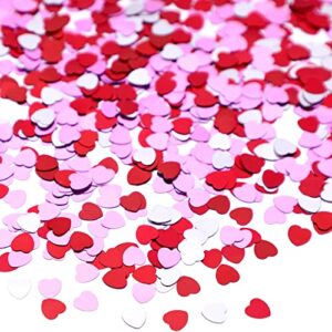 4000 Pieces Heart Confetti Metallic Foil Heart Confetti for Valentine's Day Wedding Party Decor (Red, White, Pink)
