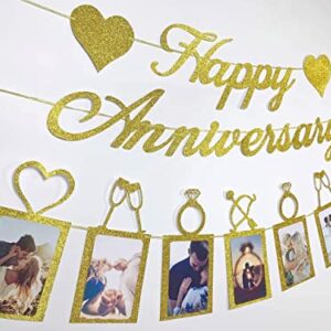 Anniversary Decorations Party Supplies Kit Set of Happy Anniversary Banner , Photo Banner and Anniversary theme Balloons for Wedding Anniversary Party decor