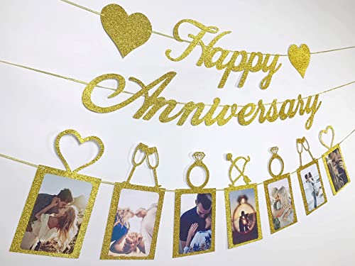 Anniversary Decorations Party Supplies Kit Set of Happy Anniversary Banner , Photo Banner and Anniversary theme Balloons for Wedding Anniversary Party decor