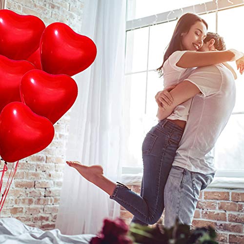 50 Pieces Love Heart Balloons Red Latex Heart Balloons for Valentines Day Wedding Anniversary Engagement Birthday Garden Company Celebration Graduation Prom Party Decoration Romantic Decoration