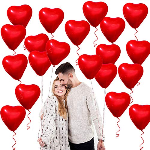 50 Pieces Love Heart Balloons Red Latex Heart Balloons for Valentines Day Wedding Anniversary Engagement Birthday Garden Company Celebration Graduation Prom Party Decoration Romantic Decoration