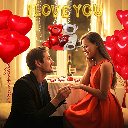 50 Pieces Love Heart Balloons Red Latex Heart Balloons for Valentines Day Wedding Anniversary Engagement Birthday Garden Company Celebration Graduation Prom Party Decoration Romantic Decoration