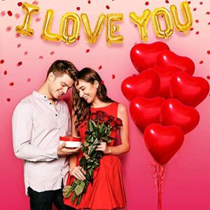 50 Pieces Love Heart Balloons Red Latex Heart Balloons for Valentines Day Wedding Anniversary Engagement Birthday Garden Company Celebration Graduation Prom Party Decoration Romantic Decoration