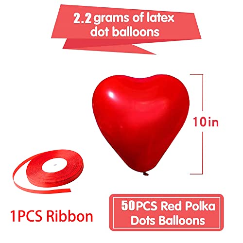 50 Pieces Love Heart Balloons Red Latex Heart Balloons for Valentines Day Wedding Anniversary Engagement Birthday Garden Company Celebration Graduation Prom Party Decoration Romantic Decoration