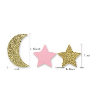 Star and Moon Paper Confetti for Baby Birthday Wedding Party Table Decorations Pink and Gold Glitter Table Scatter Baby Shower Party Supplies