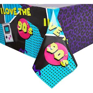 Purple Plastic Tablecloth for 90’s Birthday Party (54 x 108 in, 3 Pack)