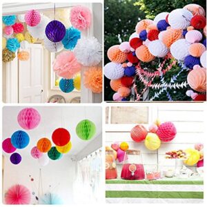 Daily Mall 9pcs 8 inch Honeycomb Balls Party Pom Poms Tissue Paper Honeycomb Balls Birthday Balls Decoration Wedding Partners Design Craft Hanging Pom-Pom Ball Home Nursery Decor (Red Yellow Green)