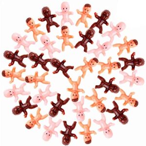 veylin 72pcs 1 inch mini plastic babies mixed race, small cute babies figurines for ice cube baby shower my water broke game