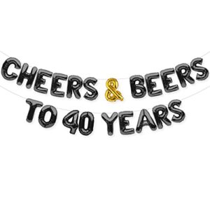 partyforever cheers & beers to 40 years balloons banner black 40th birthday party decorations sign