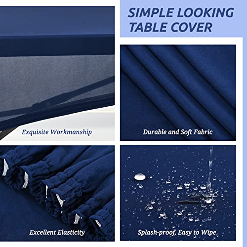 4 Packs Navy Blue Fitted Tablecloth for 6 Foot Rectangle Tables, Spandex Fitted Table Cover, 30"x72" Waterproof Reusable Elastic Edge Card Folding Table Cover for Wedding Banquet Party Picnic