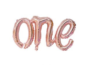 one balloon banner 40″ first birthday balloons hand writing style foil letter baby balloon anniversary celebration decorations,rose gold