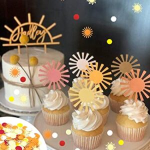 200 Pieces First Trip Around The Sun Birthday Decorations Boho Sun Confentti Muted Little Sunshine Confetti Papercraft Embellishments for Groovy Party Baby shower First Birthday Table Decors