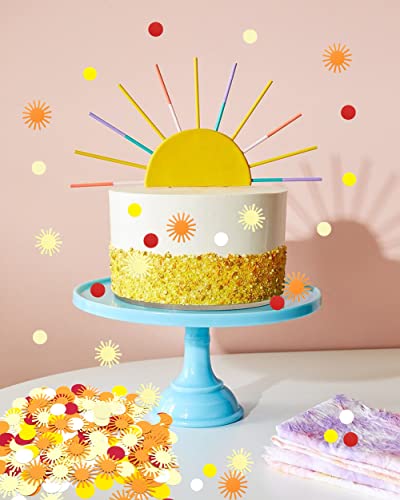 200 Pieces First Trip Around The Sun Birthday Decorations Boho Sun Confentti Muted Little Sunshine Confetti Papercraft Embellishments for Groovy Party Baby shower First Birthday Table Decors
