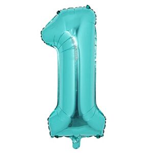 32 inch teal blue giant number 0-9 balloon huge bluegreen light green birthday party decorations helium foil big number balloon digital (32 inch light green 1)