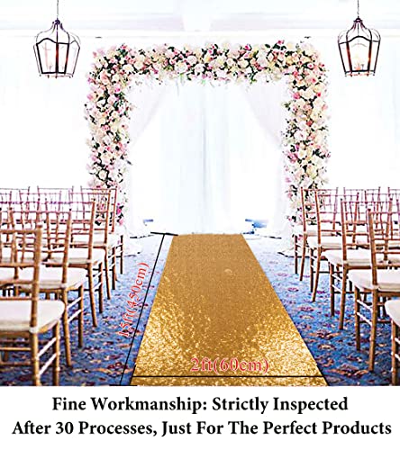 Aisle Runner for Wedding-15FTx2FT-Deep Gold Sequin Aisle Runner Indoor Outdoor Ceremonies Decor Carpet Runner Church Runner Wedding Walkway Carpet Runner Rugs Aisle Runner Sequins (2FTx15FT, Gold)