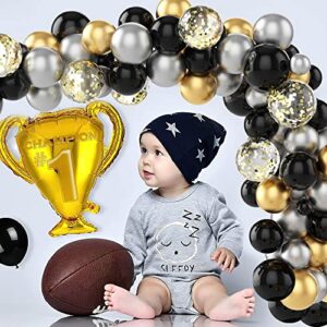 Black Gold Silver Balloon Garland Kit, 124pcs Metallic Gold Balloon Chrome Silver Balloon Black Balloon, Black and Gold Party Decorations for Birthday, New Year Decor