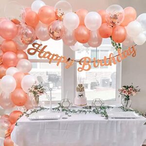 Rose Gold Birthday Party Balloons, 50pcs12 Inch Birthday Balloons Rose Gold White Confetti Balloons For Girls Birthday Party decorations