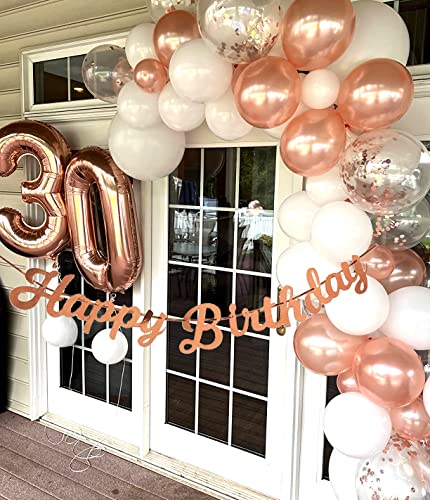 Rose Gold Birthday Party Balloons, 50pcs12 Inch Birthday Balloons Rose Gold White Confetti Balloons For Girls Birthday Party decorations