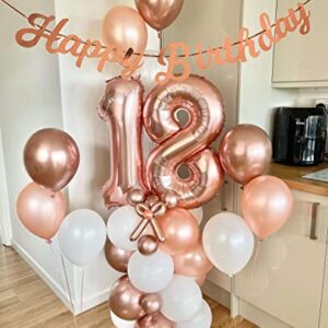 Rose Gold Birthday Party Balloons, 50pcs12 Inch Birthday Balloons Rose Gold White Confetti Balloons For Girls Birthday Party decorations