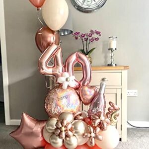 Rose Gold Birthday Party Balloons, 50pcs12 Inch Birthday Balloons Rose Gold White Confetti Balloons For Girls Birthday Party decorations