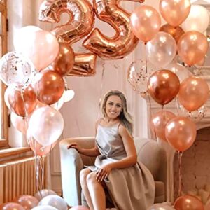 Rose Gold Birthday Party Balloons, 50pcs12 Inch Birthday Balloons Rose Gold White Confetti Balloons For Girls Birthday Party decorations