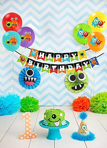 Kreatwow Monster Happy Birthday Banner Monster Bash Party Supplies