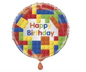 unique building block birthday foil balloon, 18″, multicolor