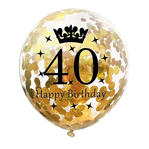 40th Birthday Balloons Black and Gold Birthday Decorations Latex Confetti Balloon for Women men 40 Year Old Anniversary Decoration Party Supplies 15 Pack 12 Inch(40 birthday balloon)