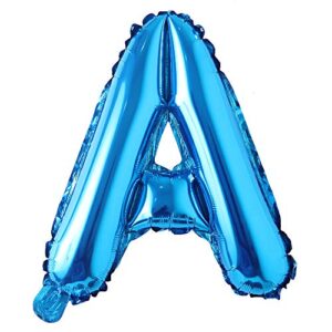 16″ inch single blue alphabet letter number balloons aluminum hanging foil film balloon wedding birthday party decoration banner air mylar balloons (16 inch pure blue a)