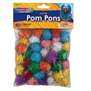 chenille kraft 1 inch glitter poms – 40 pack