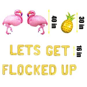 Let's Get Flocked Up Balloons Hawaii Luau Flamingo Tropical Summer Beach Pineapple Bachelorette Party Banner Flamingo Bach Bachelorette Party Supplies Decorations