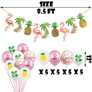Let's Get Flocked Up Balloons Hawaii Luau Flamingo Tropical Summer Beach Pineapple Bachelorette Party Banner Flamingo Bach Bachelorette Party Supplies Decorations