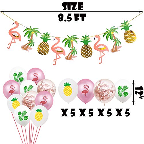 Let's Get Flocked Up Balloons Hawaii Luau Flamingo Tropical Summer Beach Pineapple Bachelorette Party Banner Flamingo Bach Bachelorette Party Supplies Decorations