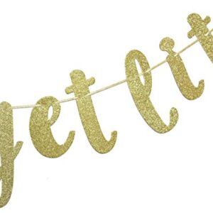 FOZEE Let's Get Lit Banner for Christmas New Years Wedding Engagement Bachelorete Party Decorations Sign Gold Glitter