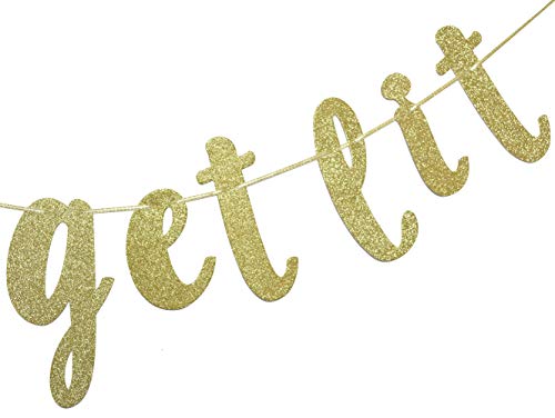 FOZEE Let's Get Lit Banner for Christmas New Years Wedding Engagement Bachelorete Party Decorations Sign Gold Glitter