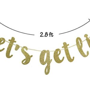 FOZEE Let's Get Lit Banner for Christmas New Years Wedding Engagement Bachelorete Party Decorations Sign Gold Glitter