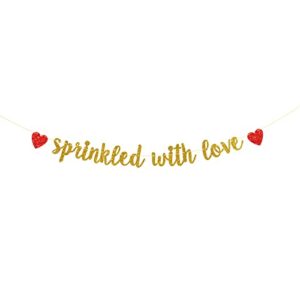 dill-dall gold glitter sprinkled with love banner, baby shower decorations, baby gender reveal party supplies