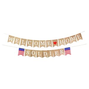 mandala crafts welcome home soldier banner garland for military homecoming decorations – burlap patriotic military welcome home banner sign
