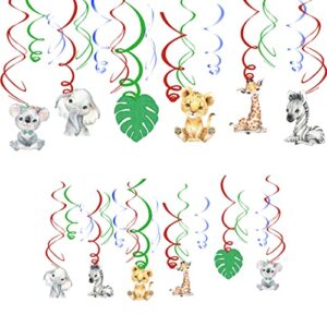 30pcs wild one hanging swirls ceiling streamers decorations, jungle safari animal birthday party supplies,jungle baby shower decorations