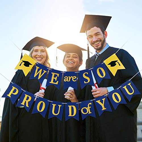 We are So Proud of You Banner Blue and Gold Congratulations Banner, So Proud of You Graduation Banner Graduation Decorations 2023 Banner for College Graduation Party Decorations 2023 Blue and Gold