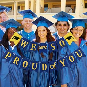 We are So Proud of You Banner Blue and Gold Congratulations Banner, So Proud of You Graduation Banner Graduation Decorations 2023 Banner for College Graduation Party Decorations 2023 Blue and Gold