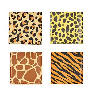 Animal Print Tablecloths for Jungle Safari Birthday Party (54x108 in, 4 Pack)