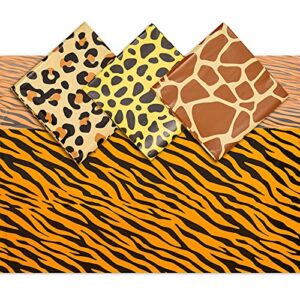 animal print tablecloths for jungle safari birthday party (54×108 in, 4 pack)