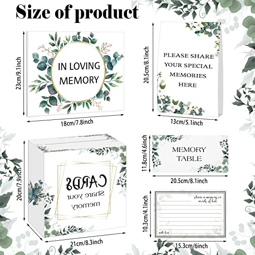 Funeral Guest Book for Memorial Service, Celebration of Life Guest Book Memory Cards Box 50 Pcs Share a Memory Card 2 Pcs Table Display Sign and Pen for Funeral Remembrance Party (Fresh Style)