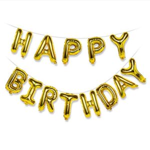 Happy Birthday Balloons Golden,16 inches Aluminum Foil Banner Gold Color Letter Balloons for Birthday Party Decoration